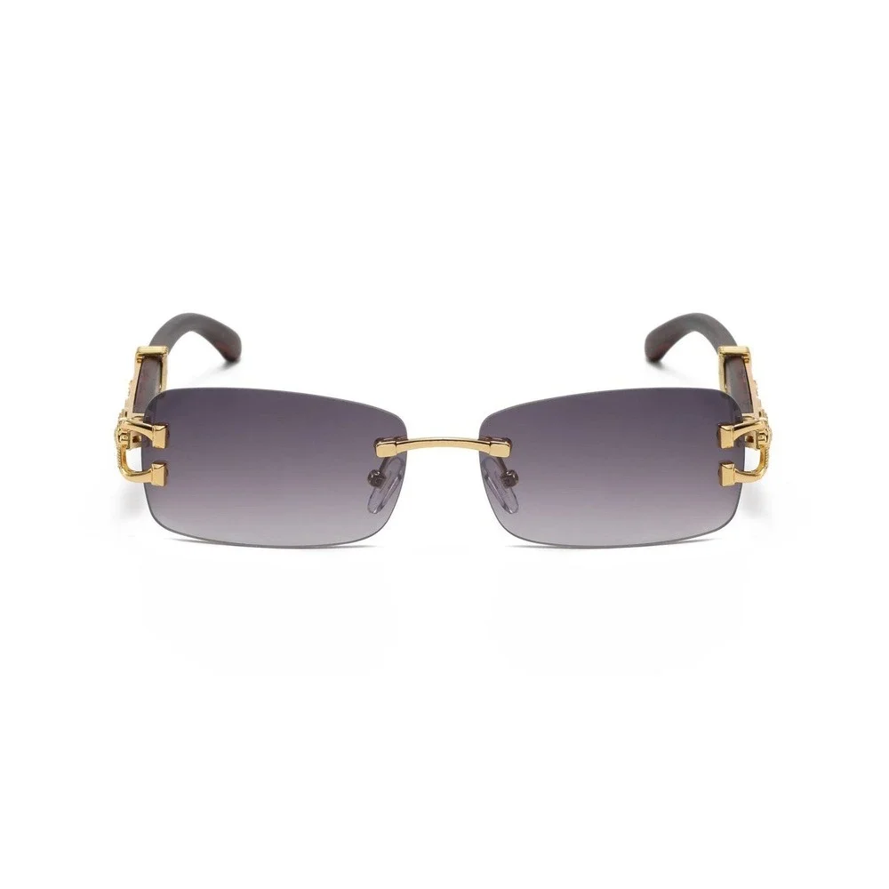 Mens Rimless Rectangle Sunglasses Fashion Hip Hop Style Black Gradient Lens 2026